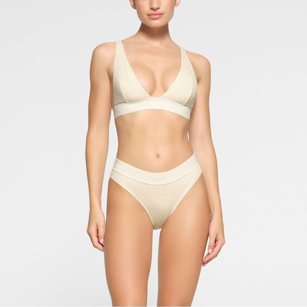 SKIMS Plunge Bralette Cotton Rib